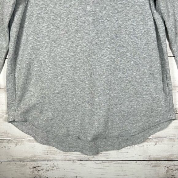 Joan Vass Crew Neck Long Sleeve High Low Tunic Top Pullover Grey Stretch Peru M - Picture 3 of 6